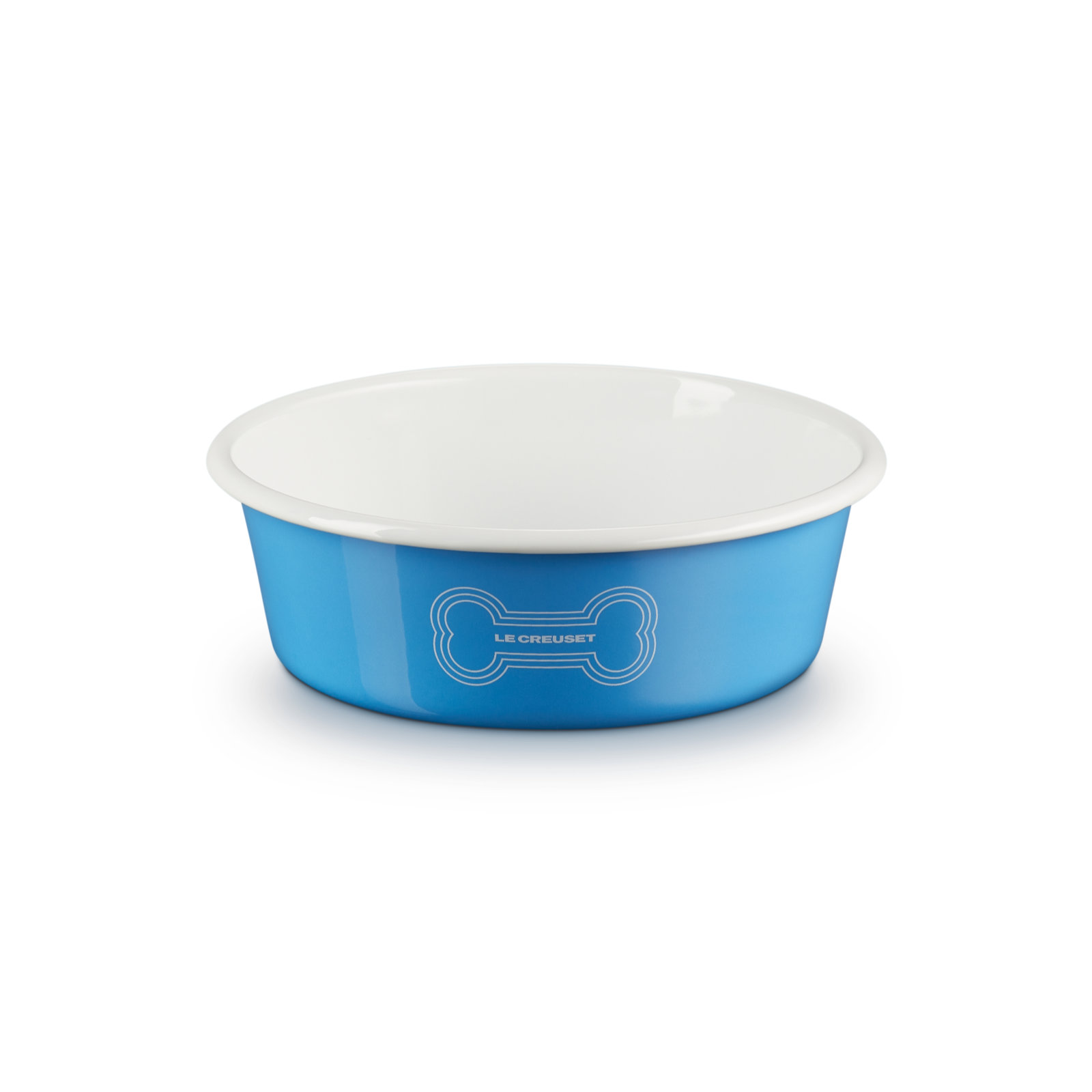 Enamel On Steel Pet Bowl with Bone Decal Light Blue 18cm