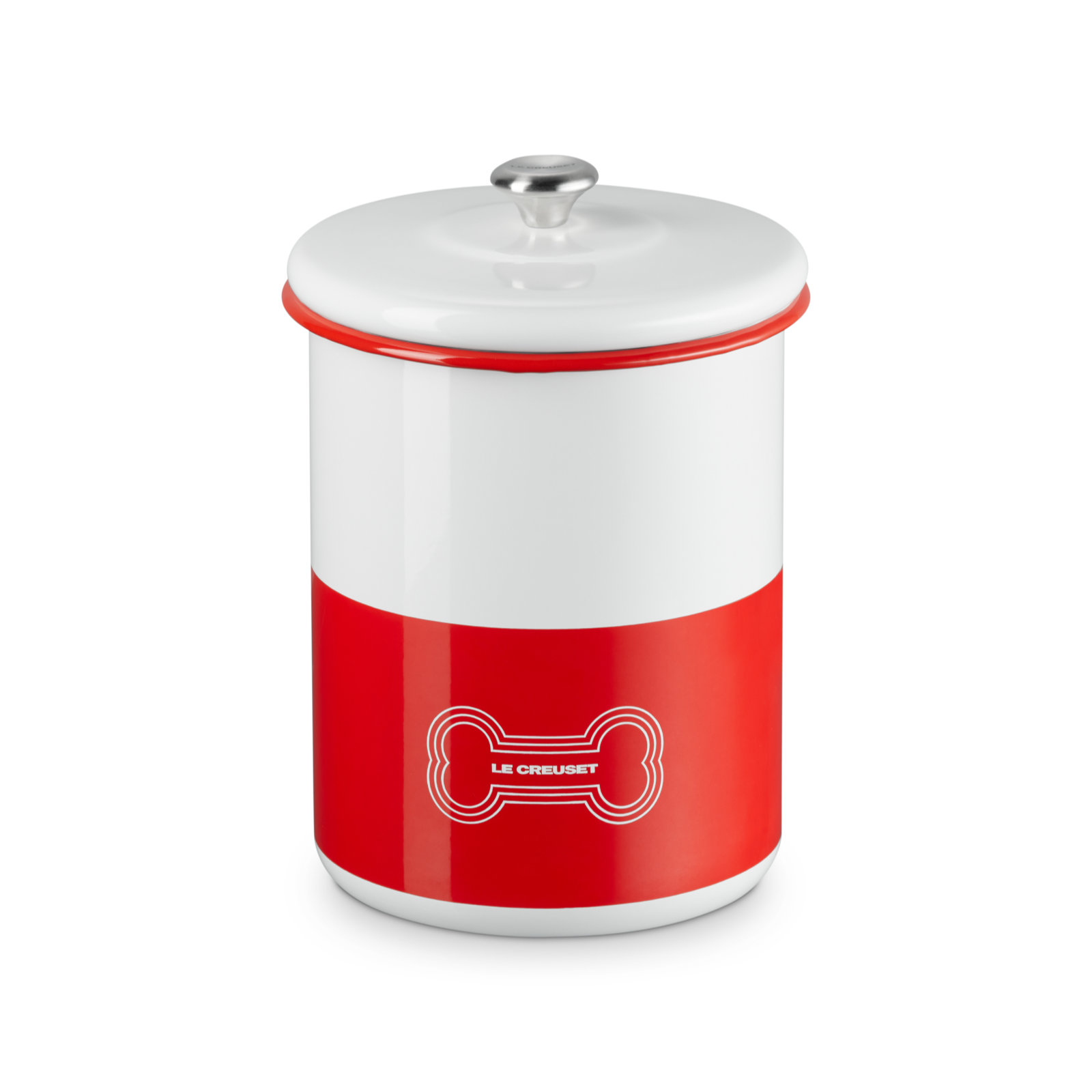Enamel On Steel Pet Treat Jar with Bone Decal Carmin 4L