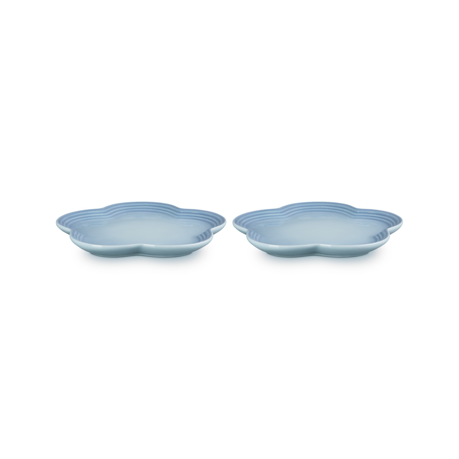 Set of 2 Flower Stoneware Plate Coastal Blue 23cm