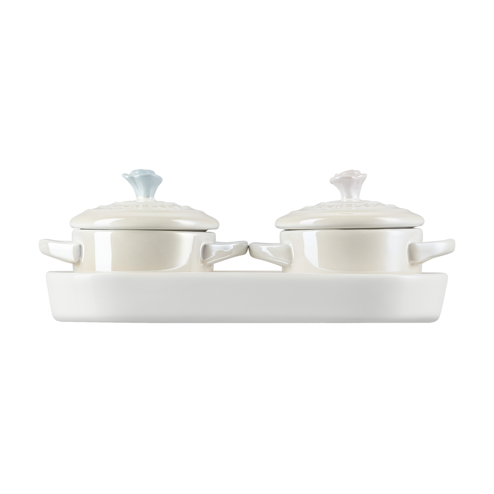 Set of 2 Mini Round Cocottes with Tray image number 2