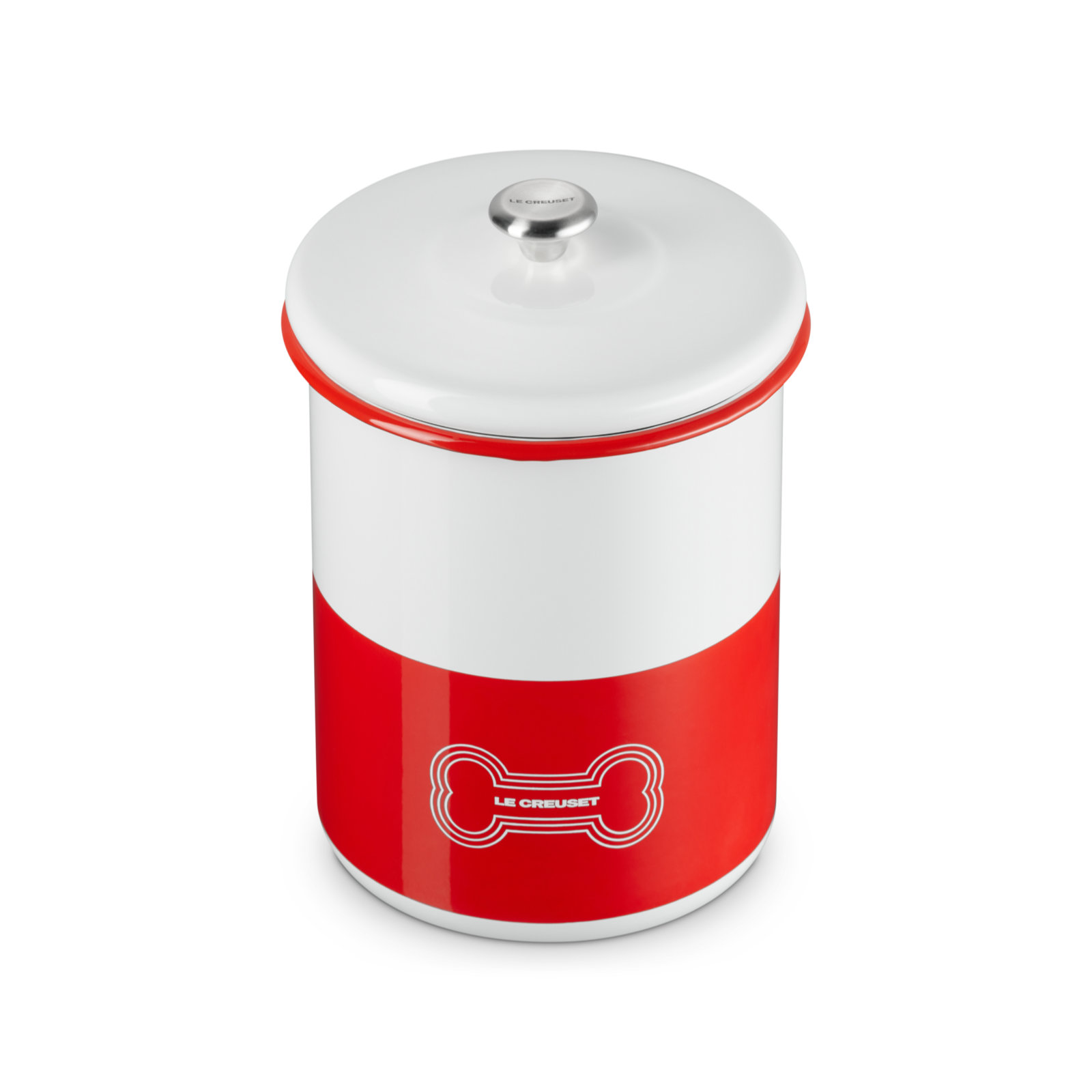 Enamel On Steel Pet Treat Jar with Bone Decal image number 1