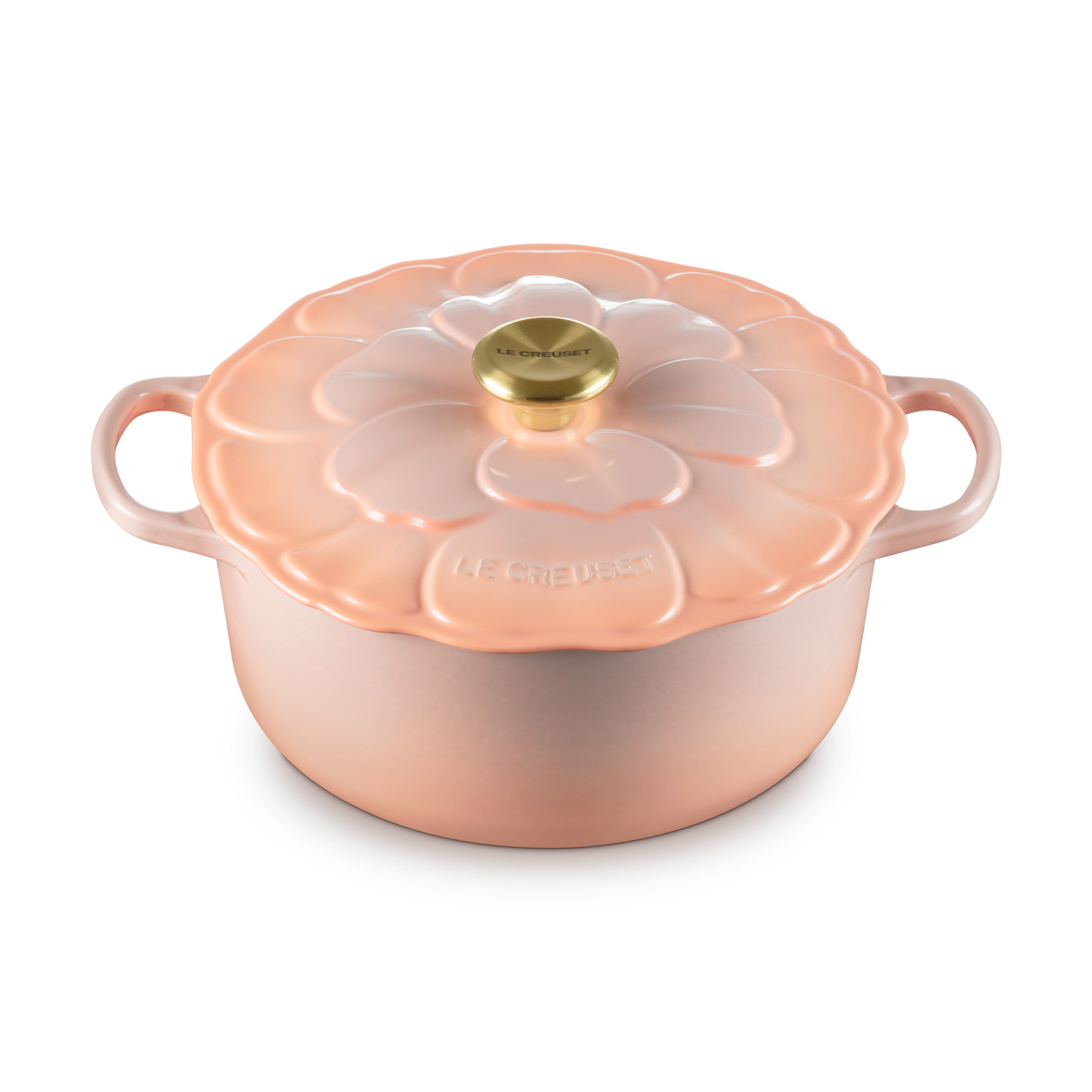 Signature Petal Round French Oven Peche 26cm Light Gold Knob