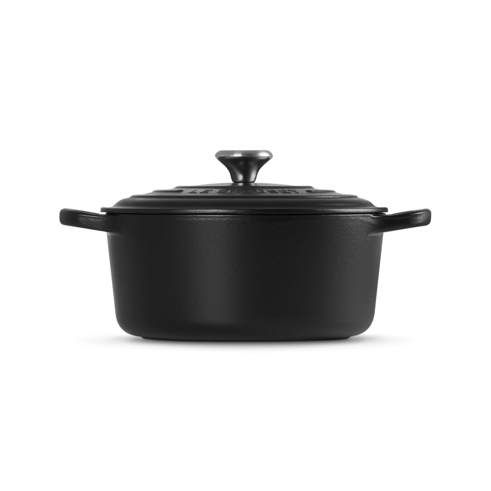 Round French Oven Silver Knob Black Interior image number 2