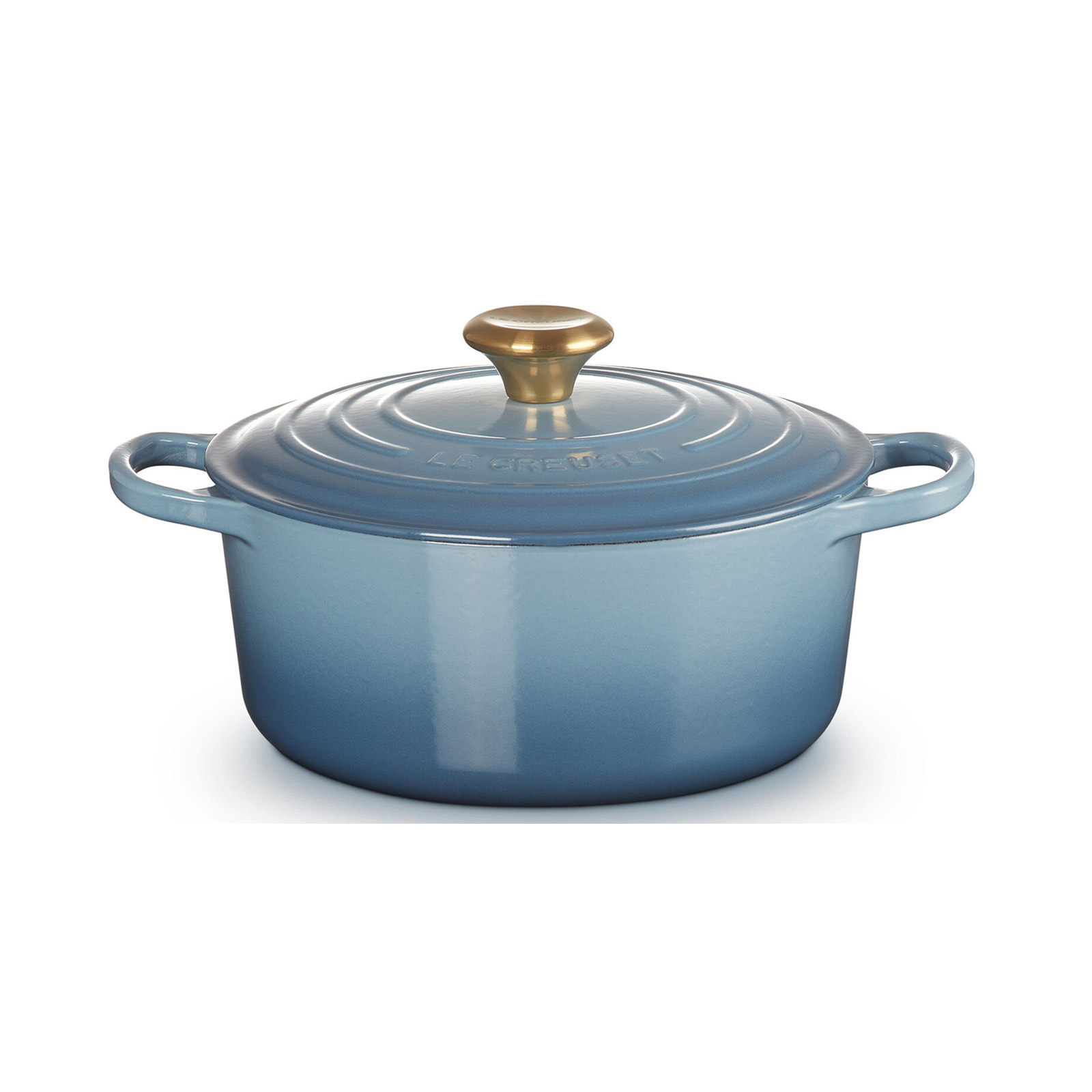 Round French Oven Chambray 20cm Gold Knob