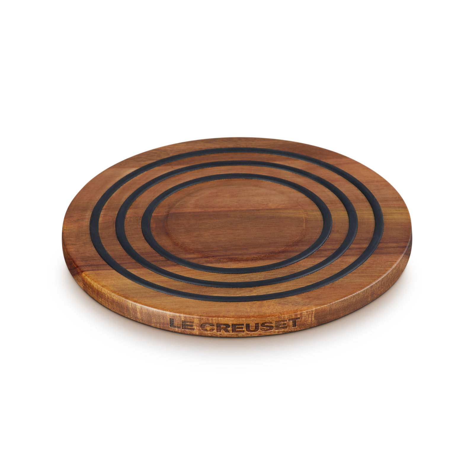 Acacia Wood Magnetic Trivet Black Silicone Rings image number 1