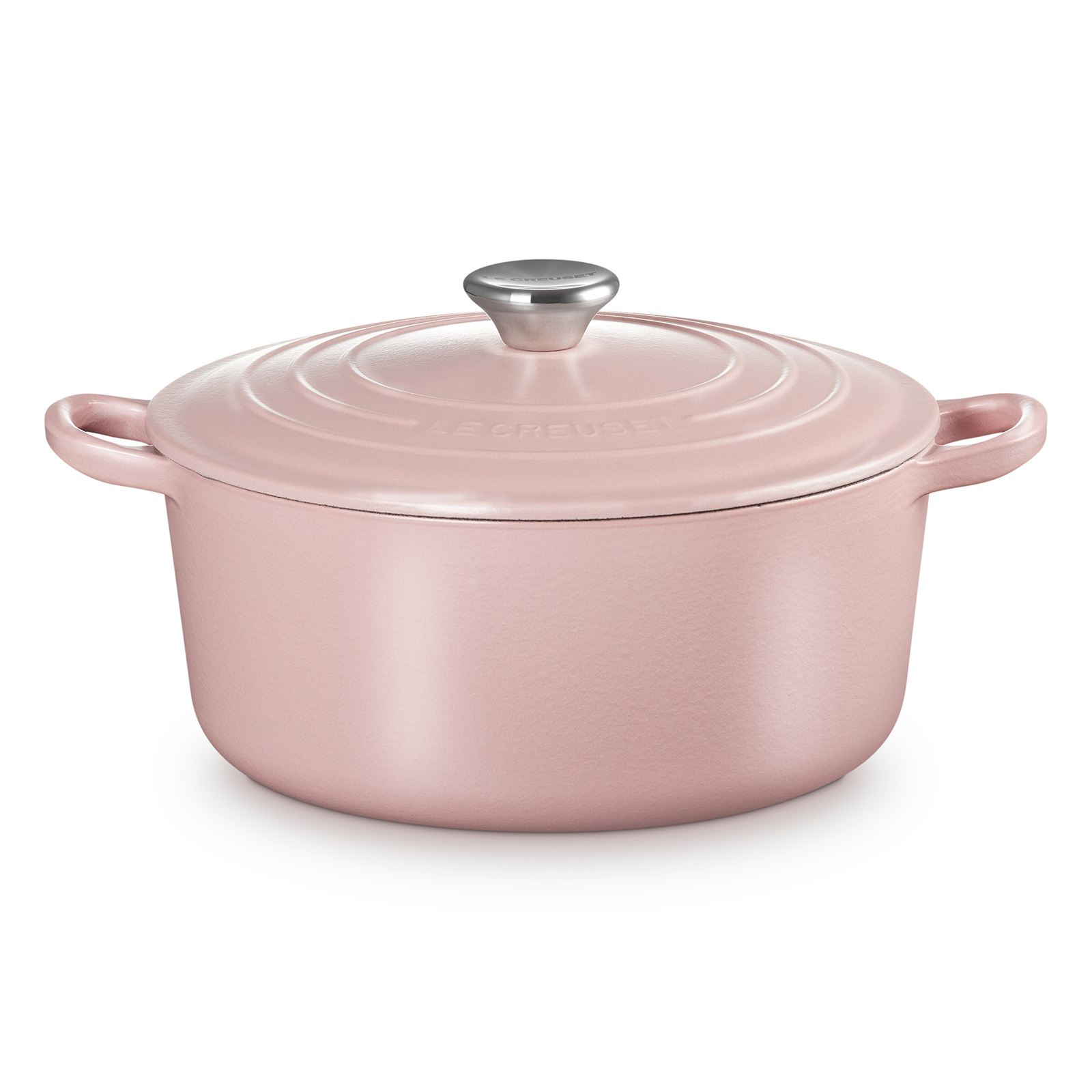 Round French Oven Chiffon Pink 24cm Cream Interior