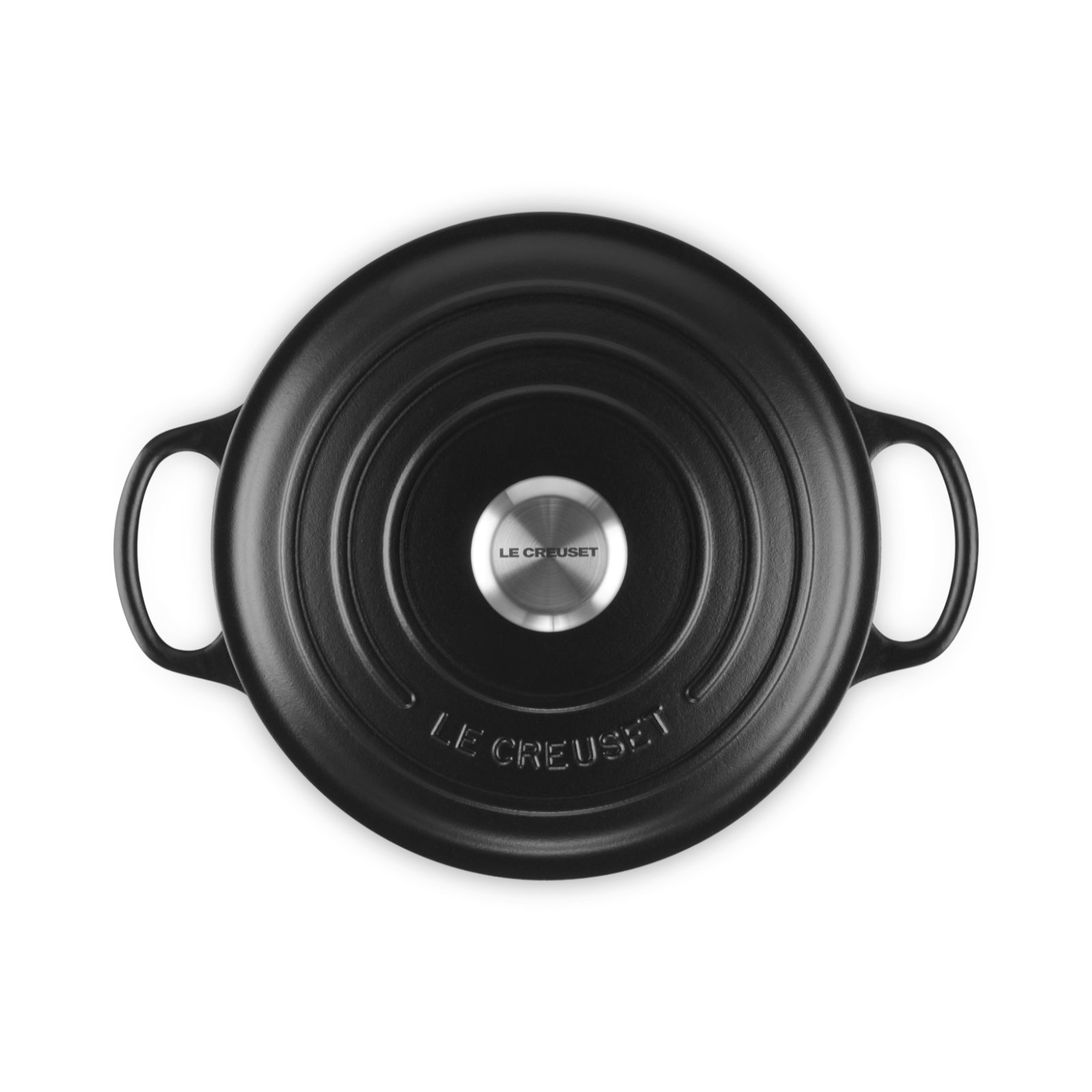 Round French Oven Silver Knob Black Interior image number 3