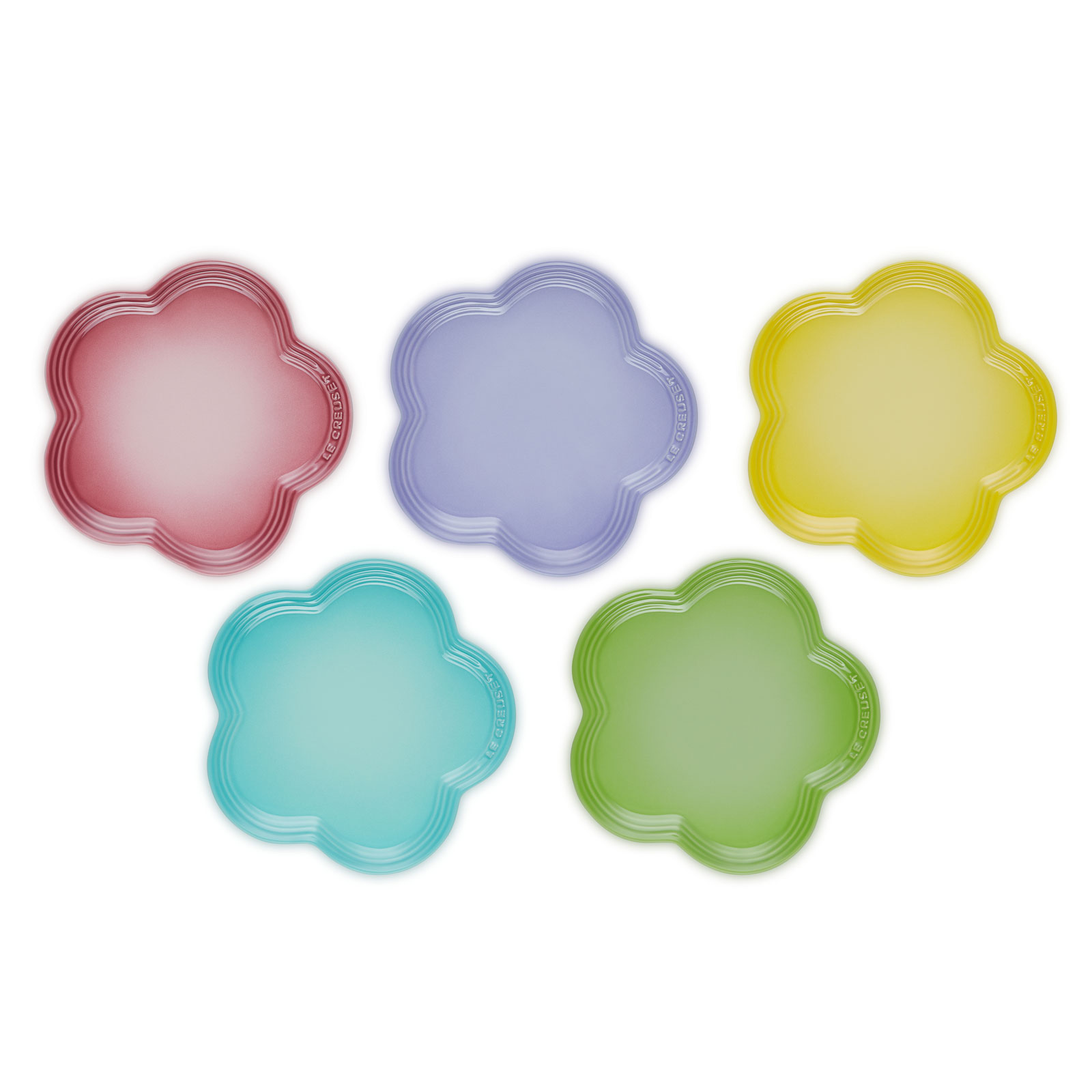 Stoneware Set of 5 Flower Plate Multicolour 23cm