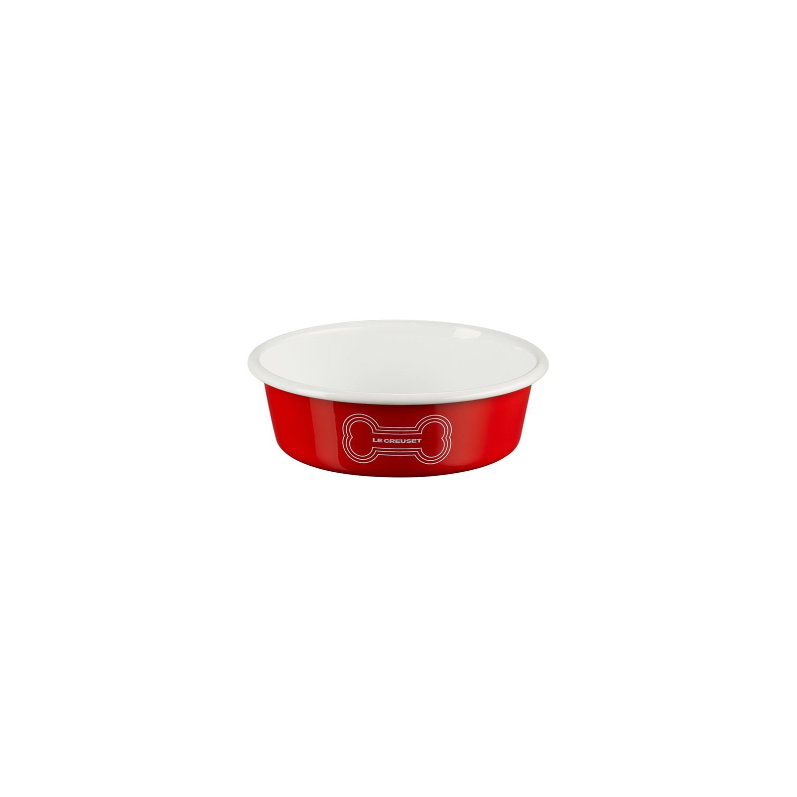 Enamel On Steel Pet Bowl with Bone Decal Carmin 16cm