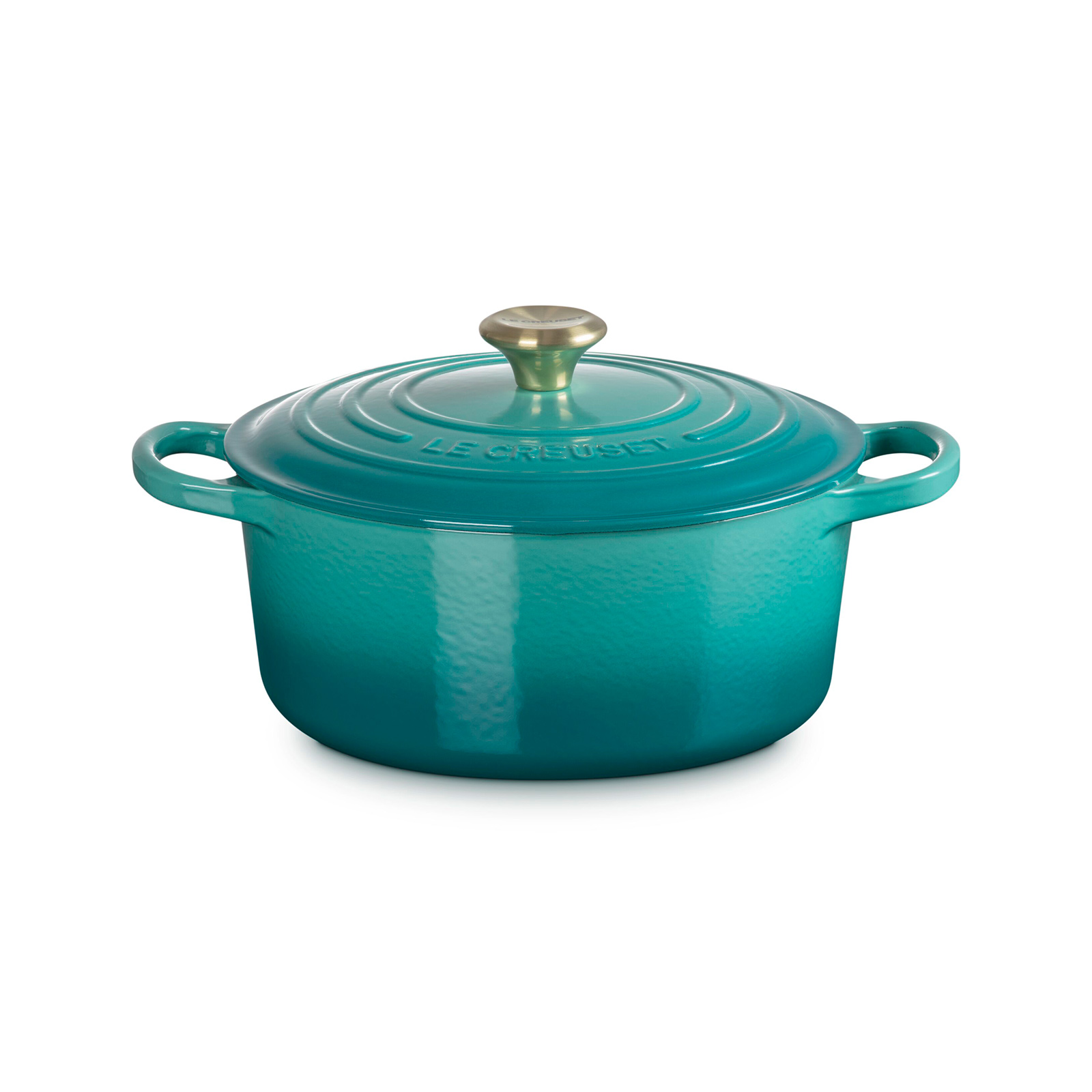 Signature Round French Oven Bleu Riviera 22cm Light Gold Knob