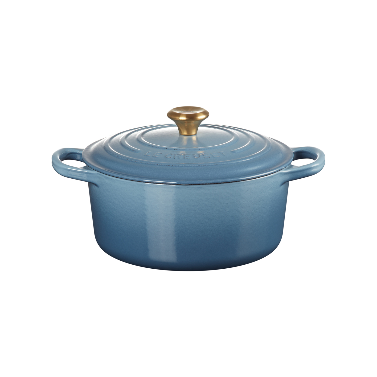 Round French Oven Chambray 18cm Gold Knob