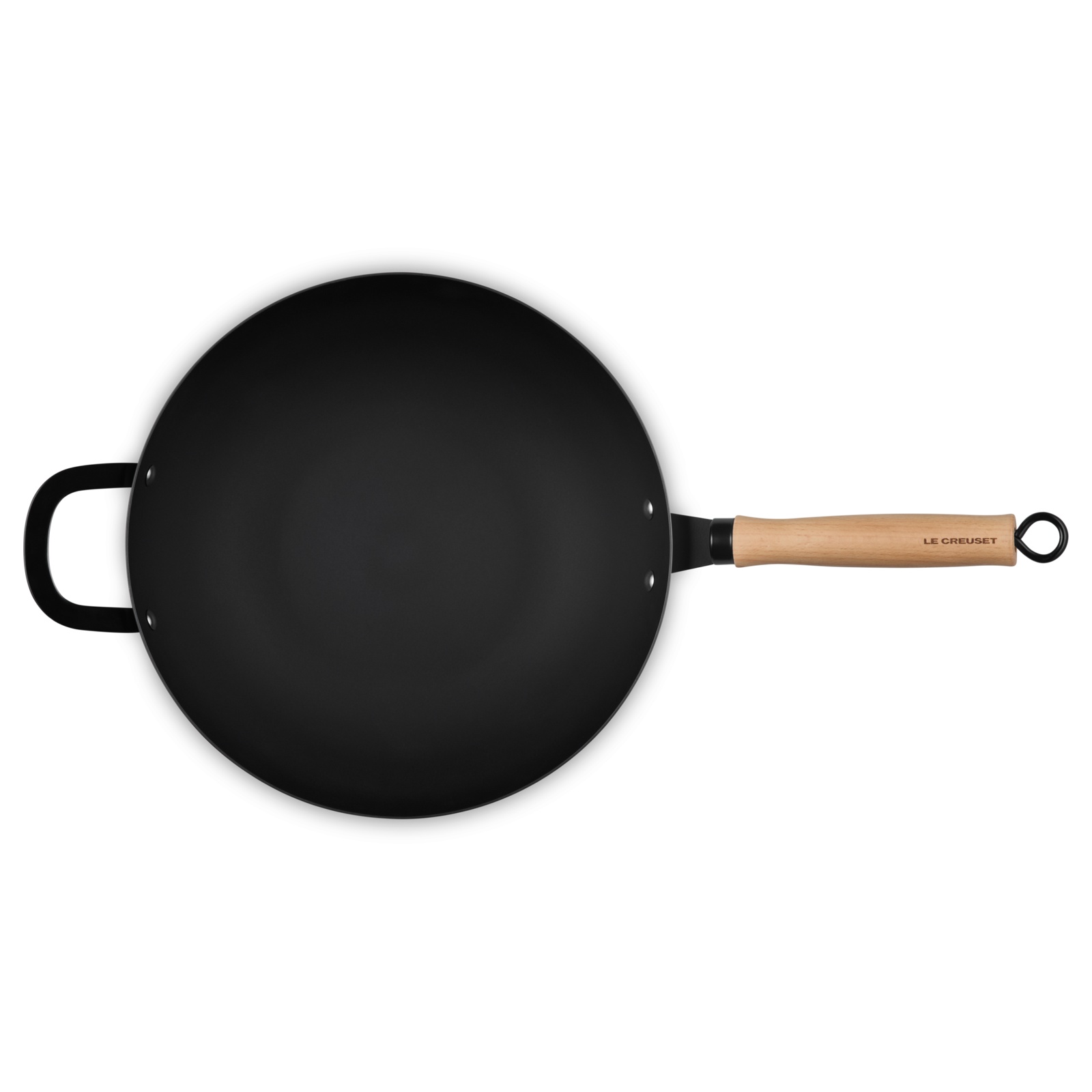 Carbon Steel Wok with Glass Lid and Wood Knob image number 5