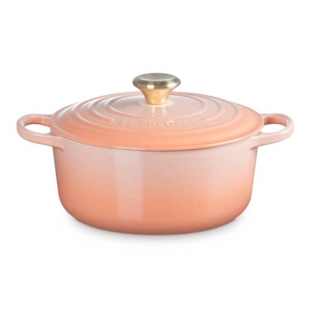 Round French Oven P&ecirc;che 24cm Light Gold Knob
