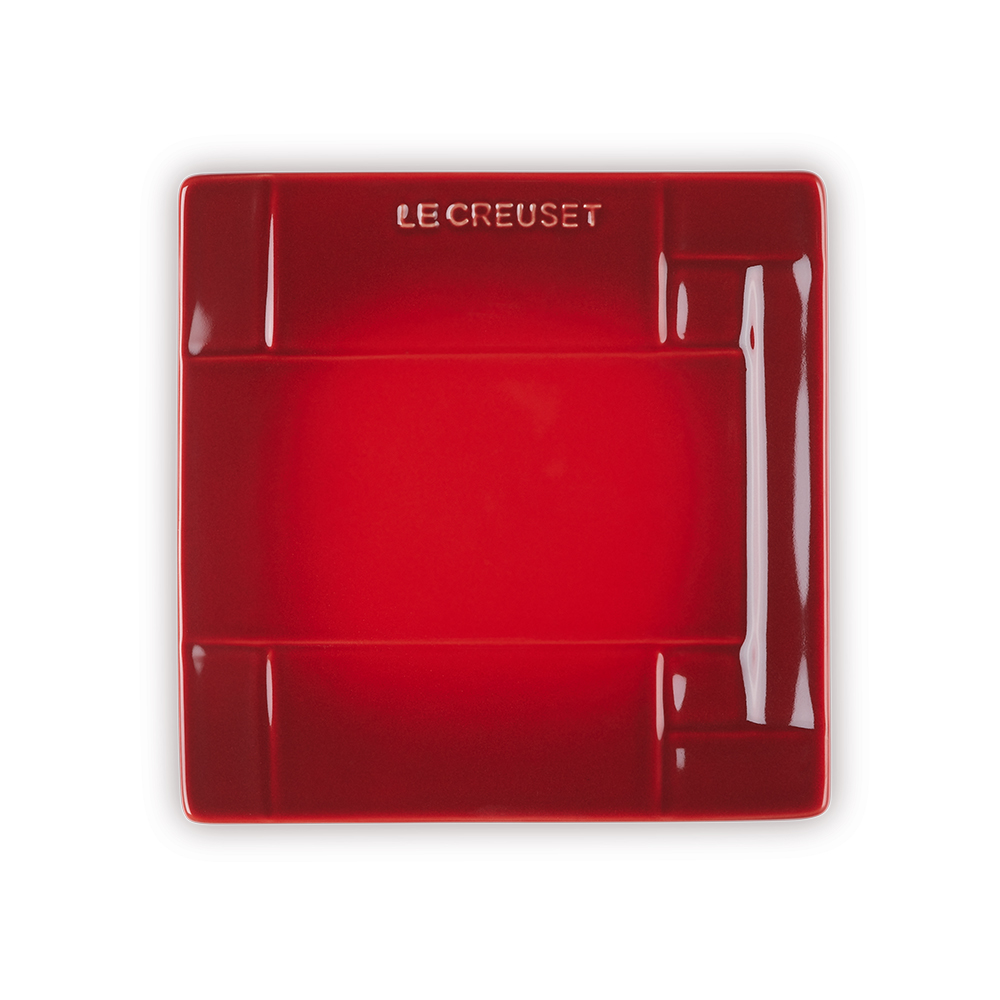 Meshed Stoneware Square Plate Cerise 18cm