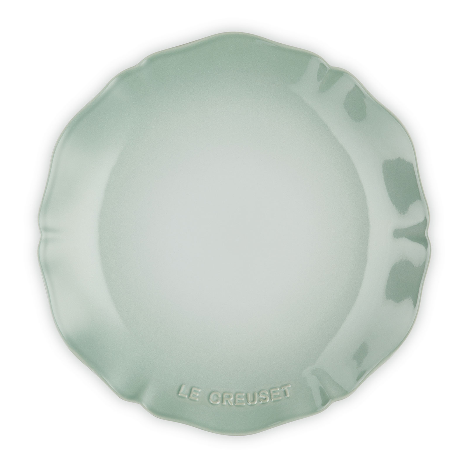 Elegant Frill Stoneware Plate Water Green 25cm