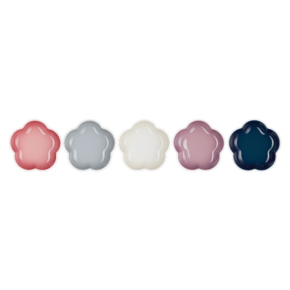 Stoneware Set of 5 Flower Dish Multicolor 20cm