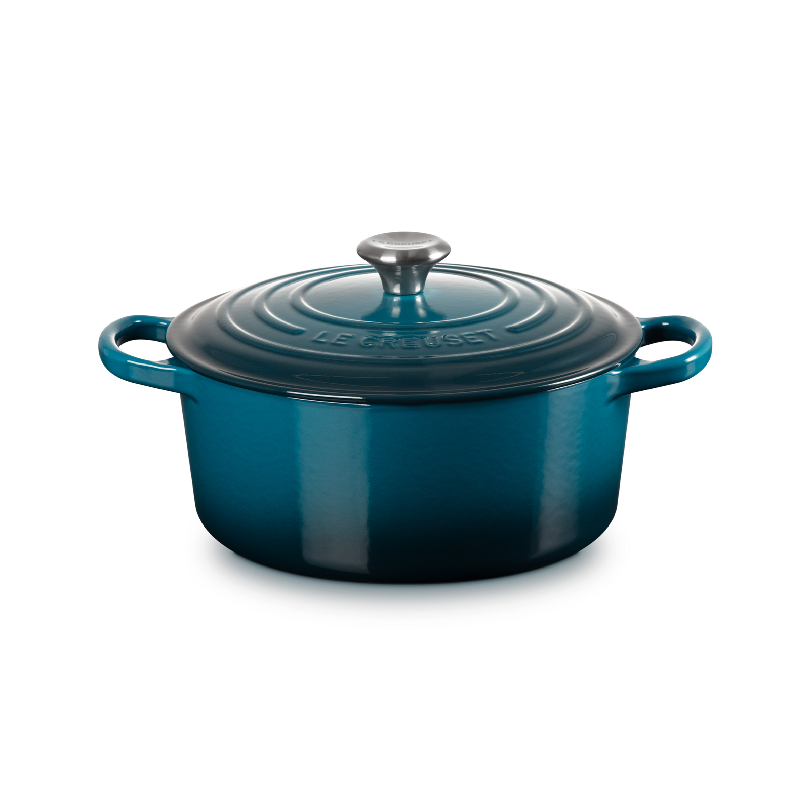 Round French Oven Deep Teal 22cm Silver Knob Sand Interior