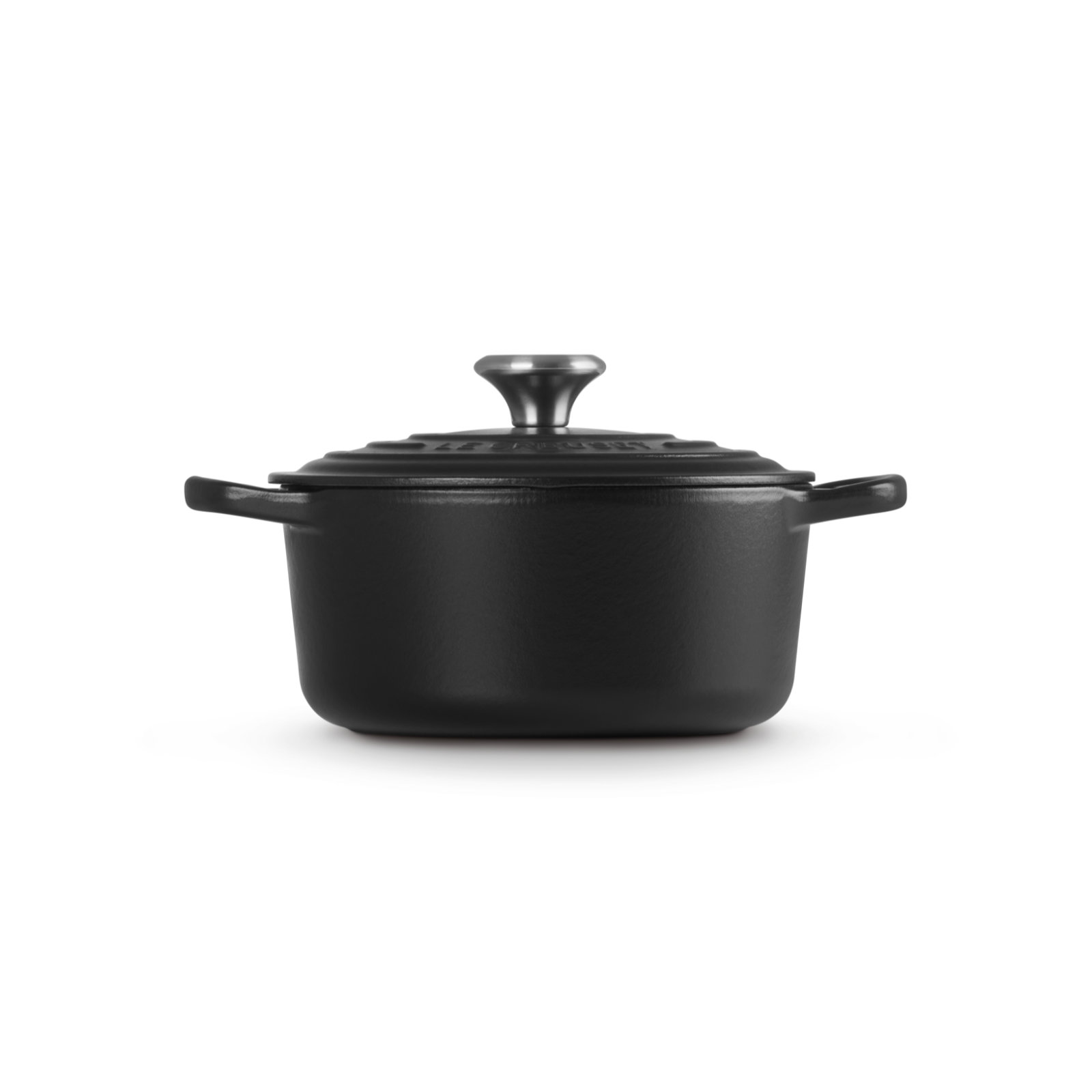 Round French Oven Silver Knob Black Interior image number 2