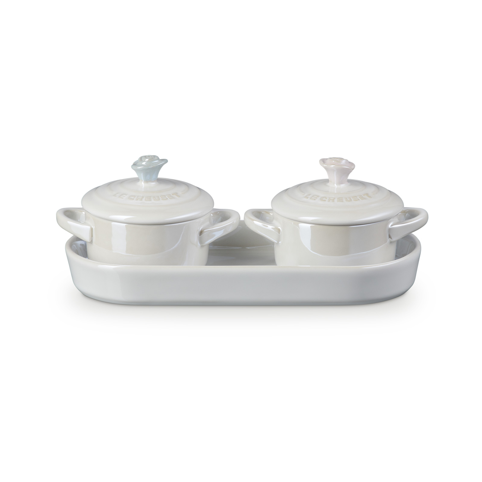 Set of 2 Mini Round Cocottes with Tray image number 1