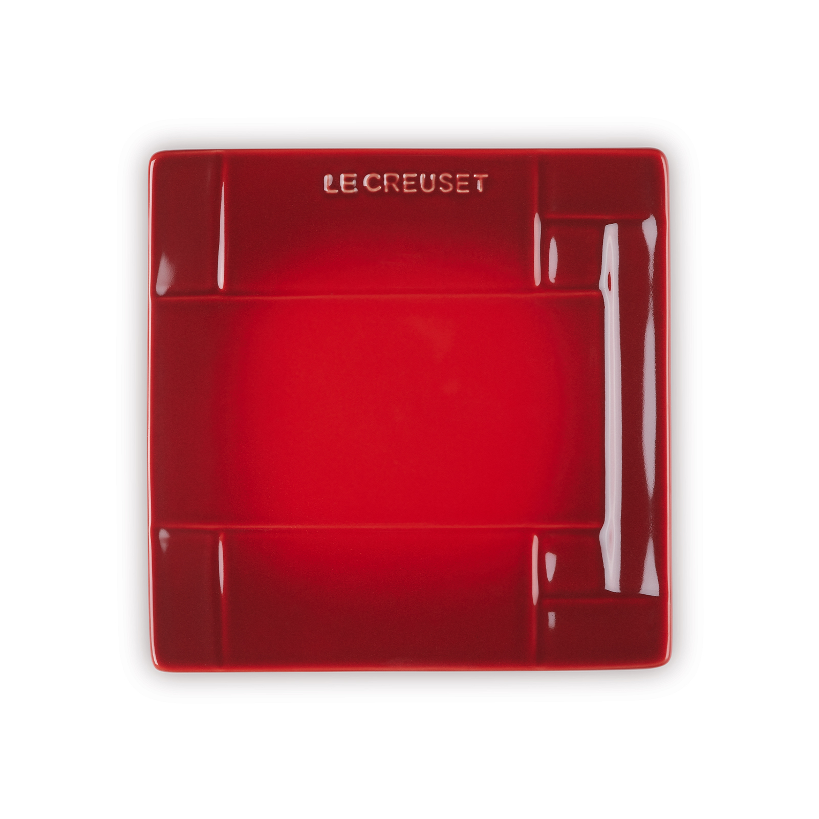 Meshed Stoneware Square Plate Cerise 18cm